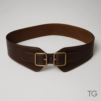 Cinturón De Colección Cuero Genuino Marrón Doble Latón Hebillas Vinilo Frontal Talla 28 Foto 1 de 4