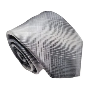 Corbata Perry Ellis patrón a cuadros plateados para hombre corbata de seda muy Perry - Imagen 1 de 5