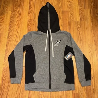 NBA UNK San Antonio Spur Sudadera con Capucha Manga Larga Cremallera Gris/Negro YL Foto 1 de 4