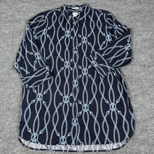 Blusa túnica náutica Chicos 3 XL 18 sin hierro elegante con estampado de cadena elástica con botones - Imagen 1 de 9
