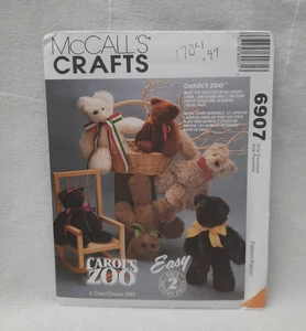 VTG Easy McCall's Crafts 6907 ~ Carol's Crafts ~ 16" Bear Rabbit Lamb ~ UC FF - Picture 1 of 9