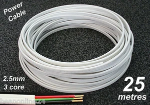 25M Roll x 2.5mm Electrical Cable Flat 3 core (2C+E) TPS Wire for Power Circuits - Picture 1 of 4