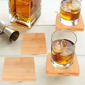 4-Pack Bamboo Wooden Coaster Pallet Mat Coaster Tea Coffee Drinks Holder Decor - Picture 1 of 10