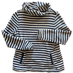 Top para mujer Vineyard Vines azul marino a rayas medianas cuello embudo bolsillo canguro - Imagen 1 de 5