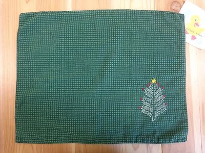 Placemats Set of 4 Green Gingham Fabric Christmas Tree Embroidered Holiday Decor - Image 1 of 4