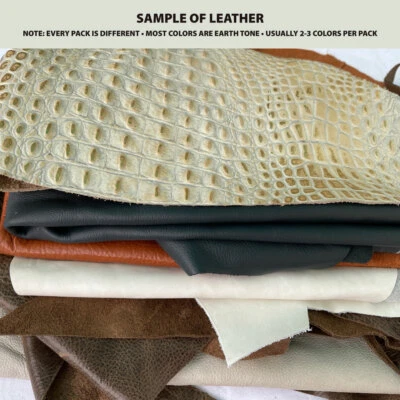 Premium Cowhide Leather Scraps 2 lb. Bag - 3 to 5 Leather Pieces Per Bag  - Image 1 of 4
