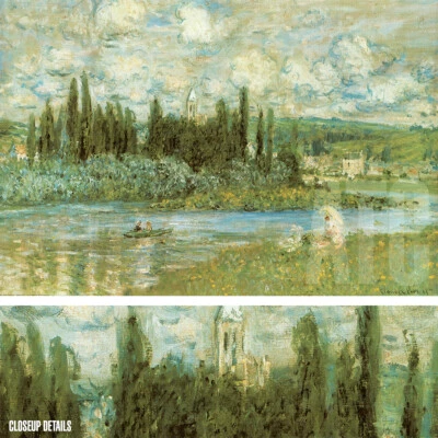 38W"x26H" THE SEINE RIVER by CLAUDE MONET - STREAM PICNIC MUSEUM Repro CANVAS Foto 1 de 4