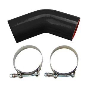 2.25" 3PLY 57MM 45D ELBOW TURBO/INTAKE PIPING SILICONE COUPLER HOSE BKRD+CLAMP - Picture 1 of 5