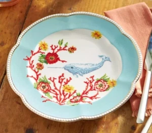 Anthropologie Lou Rota Narwhal Plate Mother Nature Dessert Salad 9.5" Brand New - Picture 1 of 4