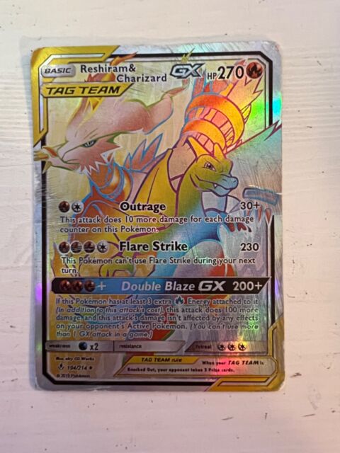 Carta Pokémon Gx Reshiram e Charizard, Brinquedo Pokémon Usado 91333519