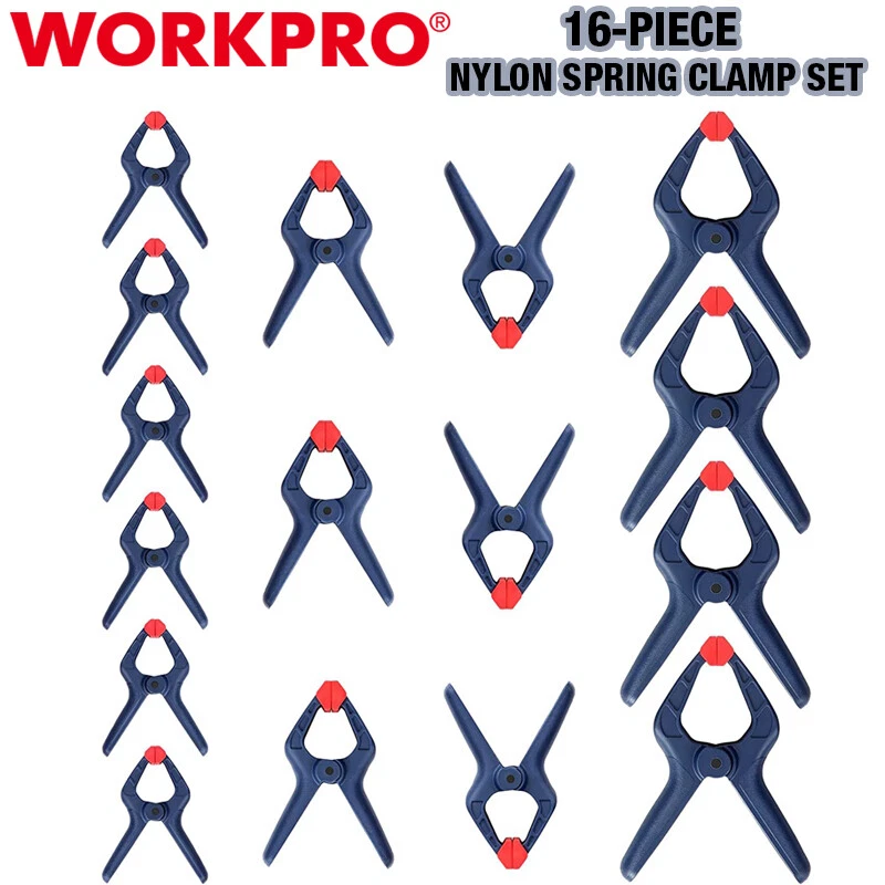 WORKPRO 16PIECE 6-1/2" 4-1/2" 3-3/8" Spring Clamp Set Nylon Spring Clamp Set NEW - Image 1 of 4