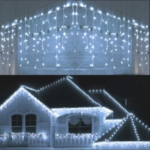 LED Wave Curtain Icicle String Fairy Light Christmas Xmas Party Outdoor Decor 4M - Picture 1 of 14