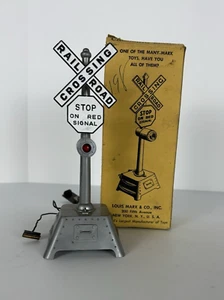 Louis Marx & Co. #417 Bell Ringing Crossing Signal Stop on Red (In Original Box) - Picture 1 of 9