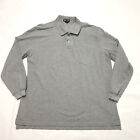 Lands' End 100% Cotton Heather Gray Long Sleeve Pocket Polo Shirt Mens 2Xl 50-52
