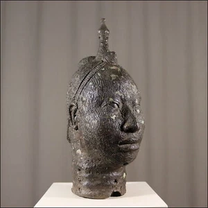 89726) Bronze Königin-Kopf Nigeria Afrika Africa Afrique figure ART KUNST - Bild 1 von 1
