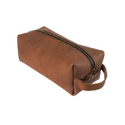 Hand Crafted Leather Toiletry Bag for Men Travel Pouch Shaving Bag Dopp Kit - Image 1 of 4