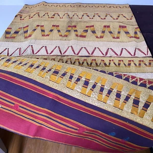 Antique Sumatra Tapis Sarong Textile Heavy Metallic Threads XX868 - Picture 1 of 10