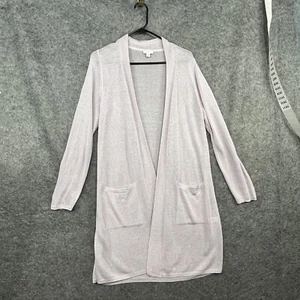 J Jill Damenpullover mittellila Cardigan Leinenmischung Taschen langer Staub - Bild 1 von 16