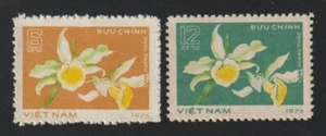 Estampillas de Vietnam del Norte 1976 Lan Hoàng Thảo Orchids Scott # 854-855 MNH - Imagen 1 de 1