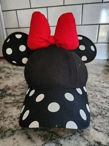 Disney Parks Minnie Mouse Ear Hat Black And Red Adult Size NWT - Picture 1 of 4