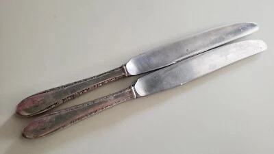 2 ANTIQUE COLLECTIBLE KNIVES 8.75" GORHAM SILVER PLATE,1940 INVITATION - MONO - Image 1 of 4