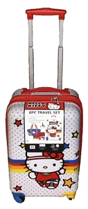 Hello Kitty 6 Pc Travel Set Hard Shell Luggage Duffle Bag ID Tag 3 Storage Bags - Picture 1 of 14
