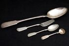 4 Pieces Antique Sterling Silver+ Fiddleback Flatware Fork Spoons Utensils