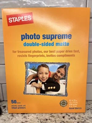 New Staples Photo Supreme Paper, 8 1/2" x 11", Double Sided Matte, 50/Pack - Image 1 of 4
