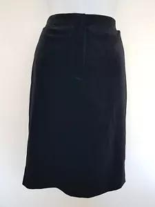 Vintage Skirt Size 10 12 Black Velvet Knee Length Pockets Straight Winter Retro - Picture 1 of 13