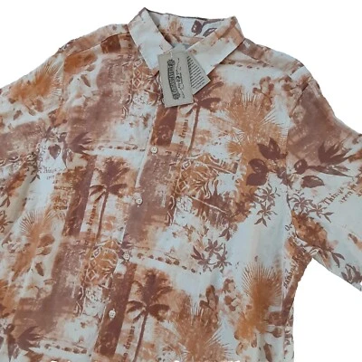 Camisa de Palma Hawaiana XL Margaritaville Para Hombre Mezcla de Lino de Seda Manga Corta Nueva Foto 1 de 4