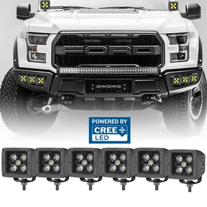 6x Para Ford F150 Raptor 2017+ Parachoques Vainas 3" Cree LED Cubo Barra de Luz de Trabajo Punto - Imagen 1 de 18