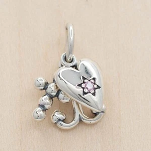 Pandora Charm 791120czs Faith Hope and Charity Fancy Pink Pendant W Tag & Suede - Picture 1 of 7