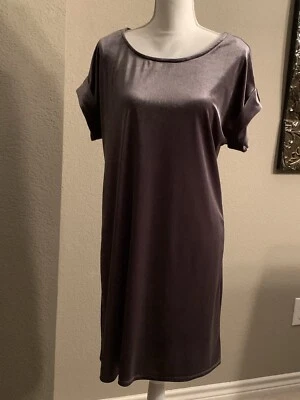 Vestido recto Gibson Latimer gris oscuro brillante torcido manga corta pequeño nuevo con etiquetas Foto 1 de 4