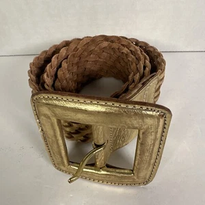 Chicos Gürtel Damen groß geflochten gewebt goldfarben Vintage Jeans lässig - Bild 1 von 6