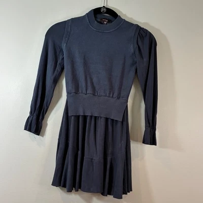 Imoga Trina FW22 Navy Knit Dress Long Sleeve Tiered Skirt Casual Girls Size 7 - Image 1 of 4