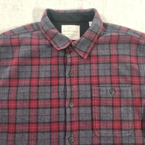 Wetterfest Vintage Herren Flanell Fleece gefüttert Herren L - Neu ohne Etikett rot grau Taschen - Bild 1 von 11