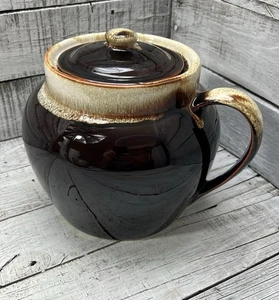Vintage Pfaltzgraff Braun Tropfglasur Bohnentopf Topf Griff & Deckel Hergestellt in den USA Schön - Bild 1 von 22
