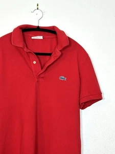 Lacoste For jcrew Polo Shirt Mens 3 Small Red Made in USA 100 Cotton S Collar - Picture 1 of 8