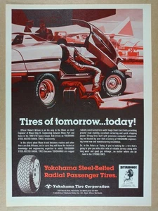 Yokohama Tires 1977 illustrazione futuristica auto sportiva stampa d'epoca annuncio - Foto 1 di 1