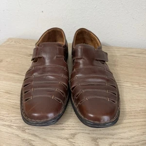 Josef Seibel Brown Woven Leather Fisherman Sandals Mens Size 10.5 / 44 EU Shoes - Picture 1 of 12