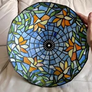 Tiffany-Style Stained Glass Lampshade Only Floral Pattern - Picture 1 of 4