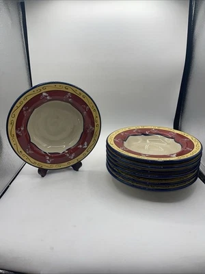 Hermosos cuencos de sopa de pasta Pier 1 Vallarta (juego de 7) 10 1/2" pintados a mano Foto 1 de 4