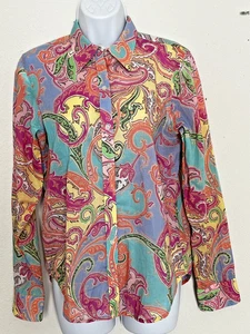 Lauren Ralph Lauren Hemd Mehrfarbig Paisley Blumen Knopfleiste Baumwolle Gr. Small - Bild 1 von 7