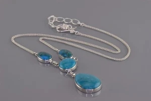 Jay King DTR Sterlingsilber blaue Birne Türkis Lariat 925 Anhänger 16" Kette  - Bild 1 von 6