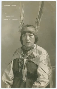 New Mexico NM Tesuque Pueblo Indian RPPC OCTAVIANA Queen Head Dress Native - Picture 1 of 4
