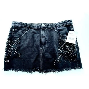 Free People Shine Bright Shine Far Schmuck Denim Jeans Minirock - Größe 10 - Neu mit Etikett - Bild 1 von 5