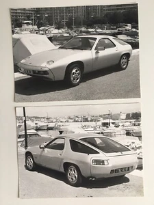 2 photo auto PORSCHE 928 coupé 24 cm grand argentique vintage c.1978 - Imagen 1 de 5
