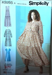 Abito corpetto boho Simplicity K9265 modello cucito strati larghi US XXS-XXL NON TAGLIATO - Foto 1 di 5