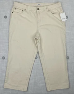 Liz & Co Ivory Stretch Denim Crop Bermuda Pants Womens Sz 12 NWT - Picture 1 of 7