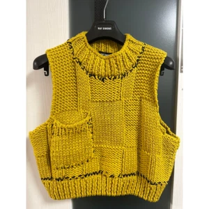 RAF SIMONS Knit Vest M Size Rare Short Length High Neck Mode Look Free Shipping - Picture 1 of 5